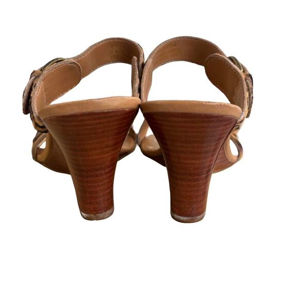 Y2K FUR LEOPARD BUCKLE STRAPPY HEELS WEDGE SANDALS SZ.  8-8.5‎ COLDWATER CREEK - Picture 6 of 7